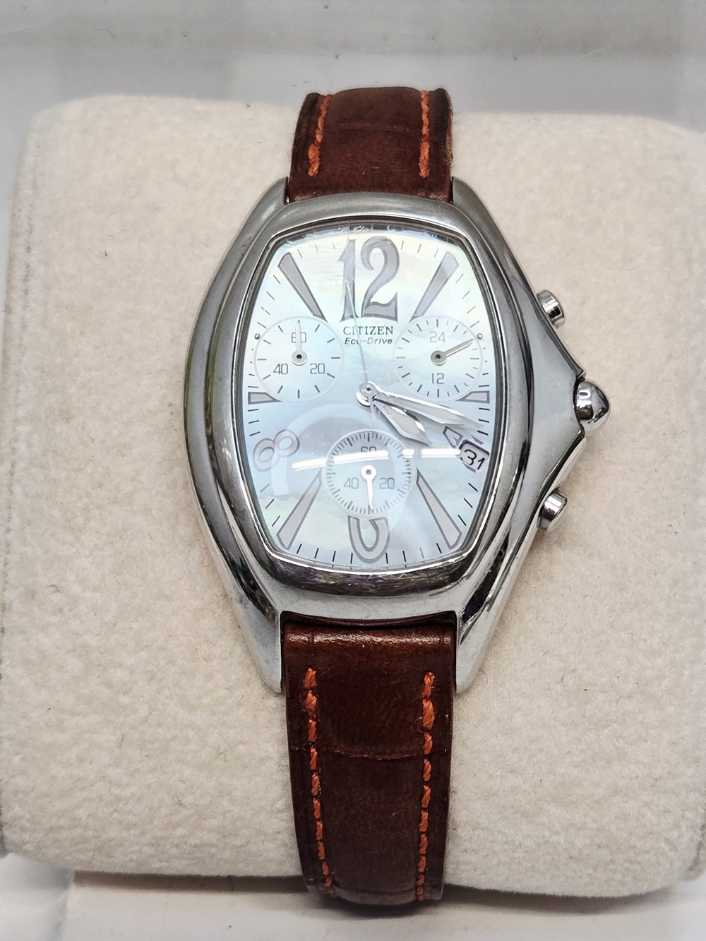 Citizen Eco-Drive Brown Leather Strap Chronograph Watch